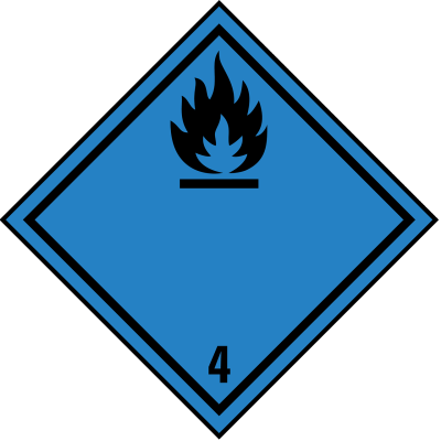 Gefahrgutkennzeichnung - Klasse 4 - Entzündbare Feststoffe (wasseraktiv)